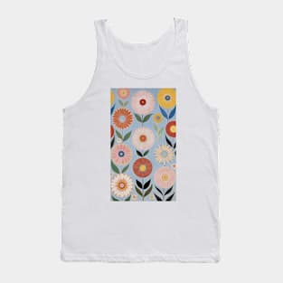 Hilma's Abstract Blossoms: Whimsical Floral Harmony Tank Top